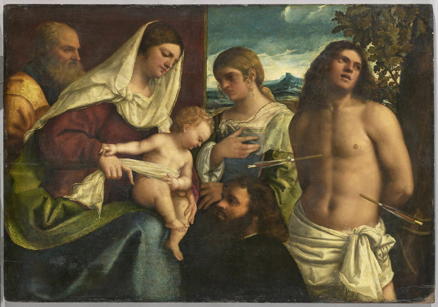 La Sainte Famille avec sainte Catherine d'Alexandrie, saint Sébastien et un donateur - Sebastiano del Piombo (Sebastianio Luciani, dit)