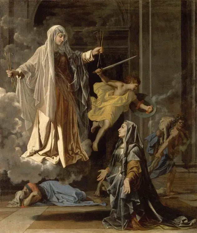 Sainte Françoise Romaine annonçant à Rome la fin de la peste - Nicolas Poussin image 1 copie peinte à la main à l’huile