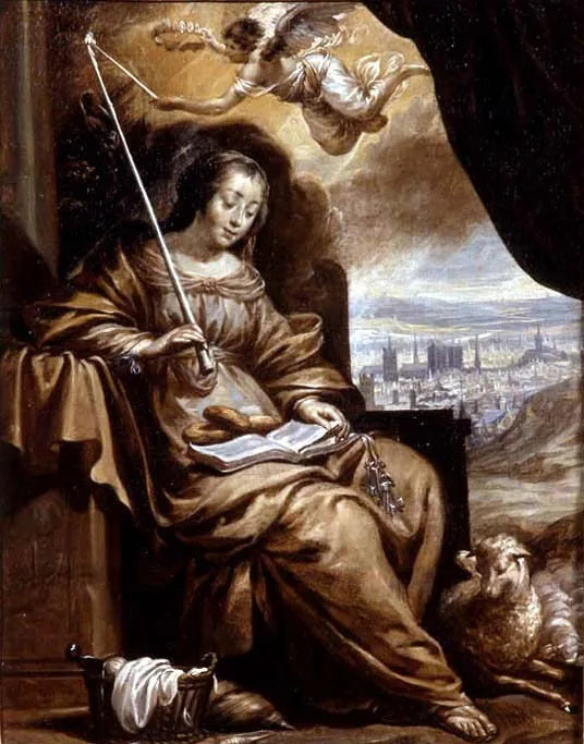 Sainte Geneviève devant Paris - Charles Le Brun image 1 reproduction artisanale de tableau