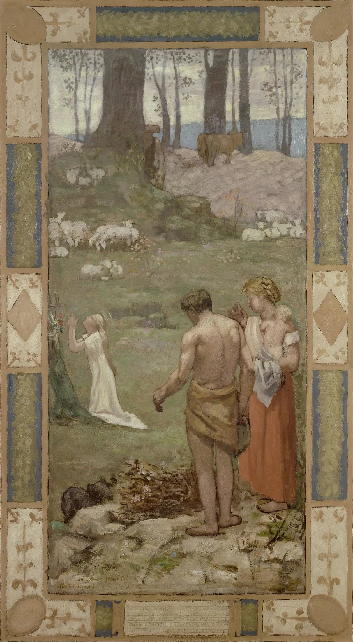 Sainte Geneviève enfant en prière - Pierre Puvis de Chavannes image 1 copie de tableau peinte à la main