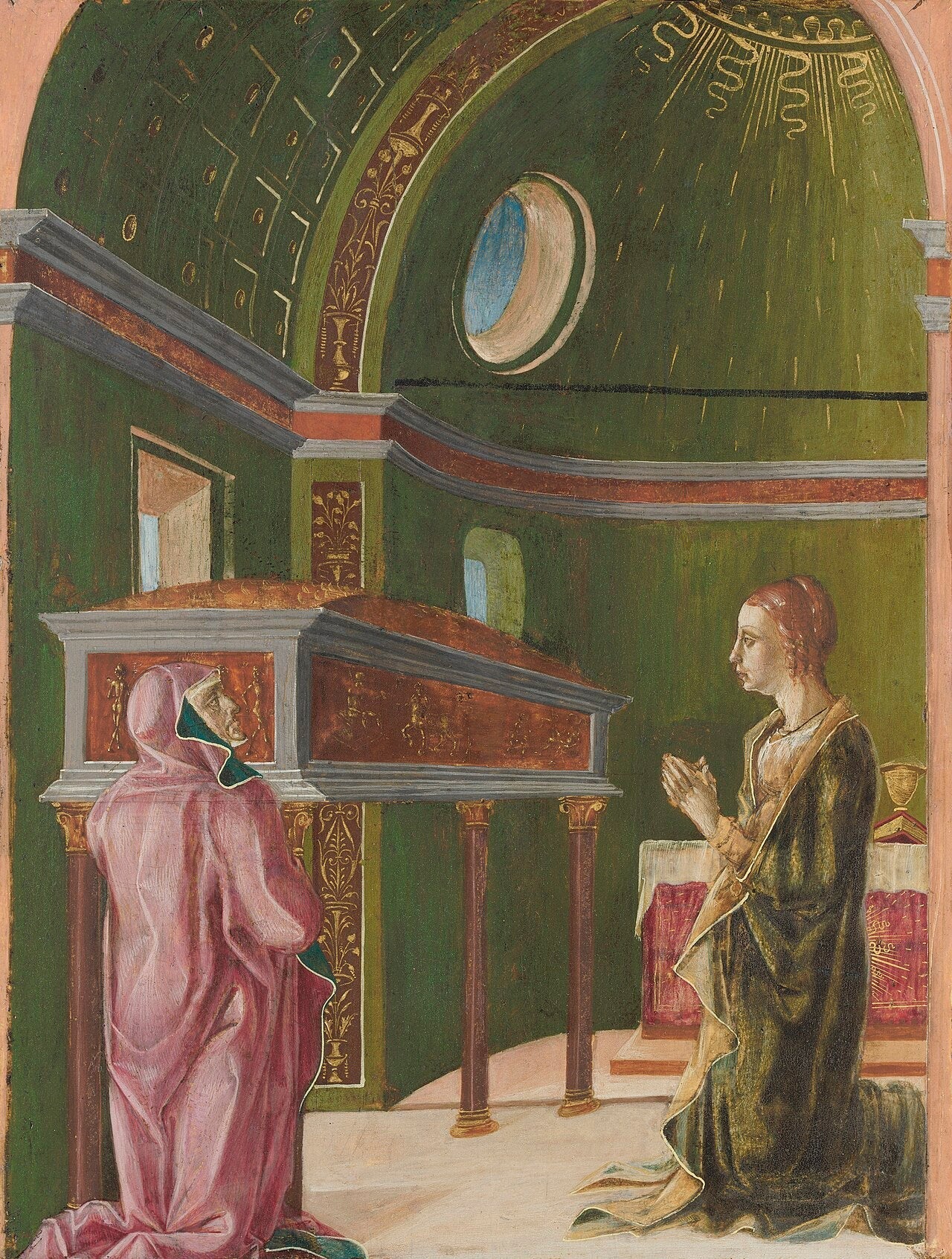 Sainte Lucie et Sainte Eutychia au sanctuaire de Sainte Agathe - Cosmè Tura image 1 copie peinte à la main à l’huile