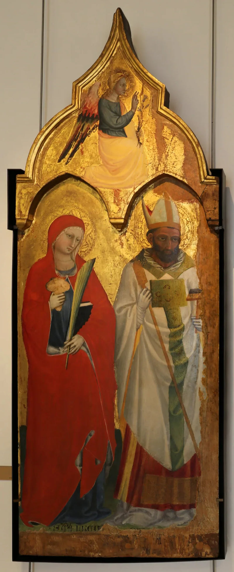 Sainte Lucie et saint Blaise / au-dessus, Ange de l'Annonciation - Bicci di Lorenzo