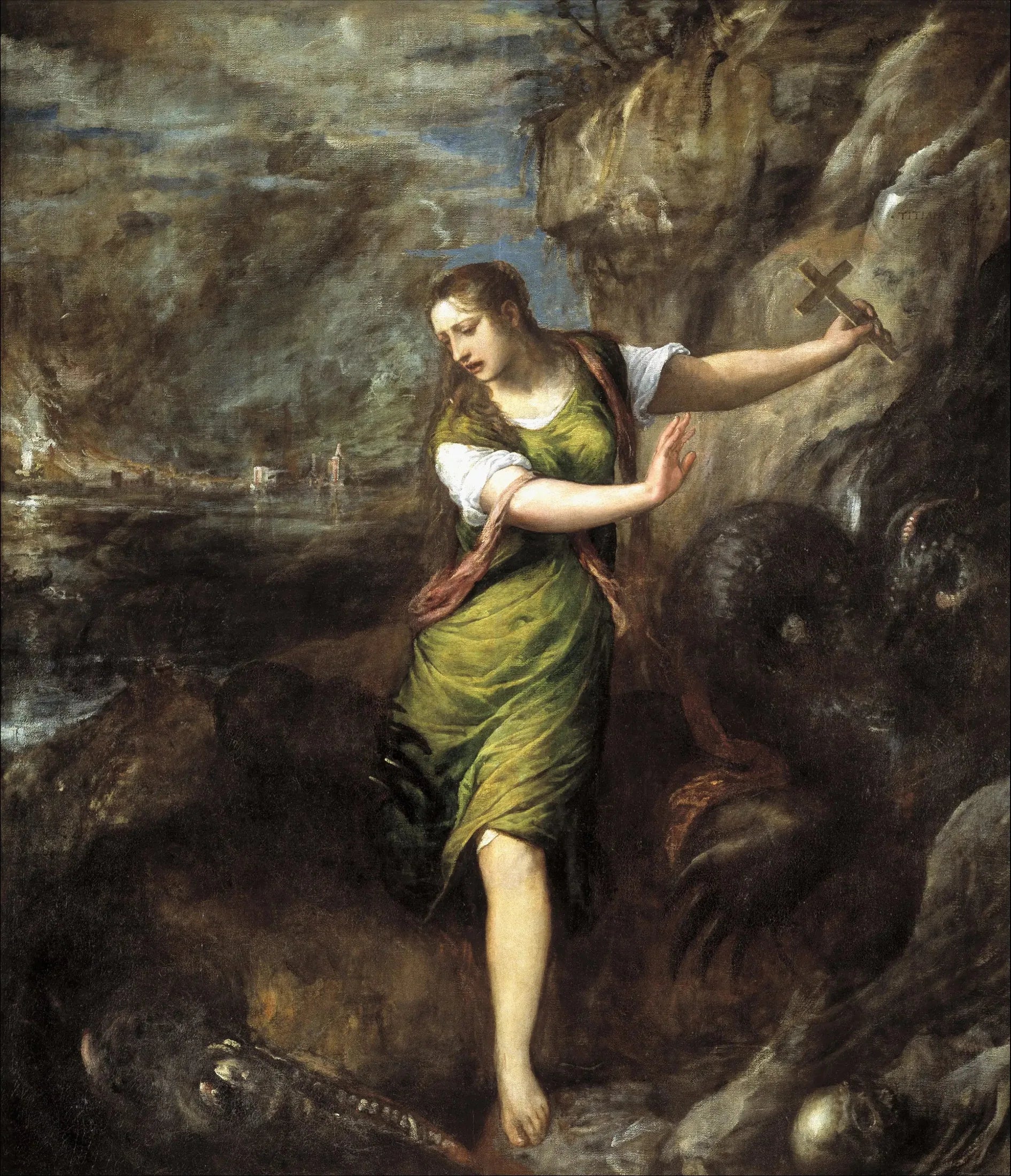 Sainte Marguerite et le dragon - Titian image 1 reproduction réalisée par Alpha Reproduction