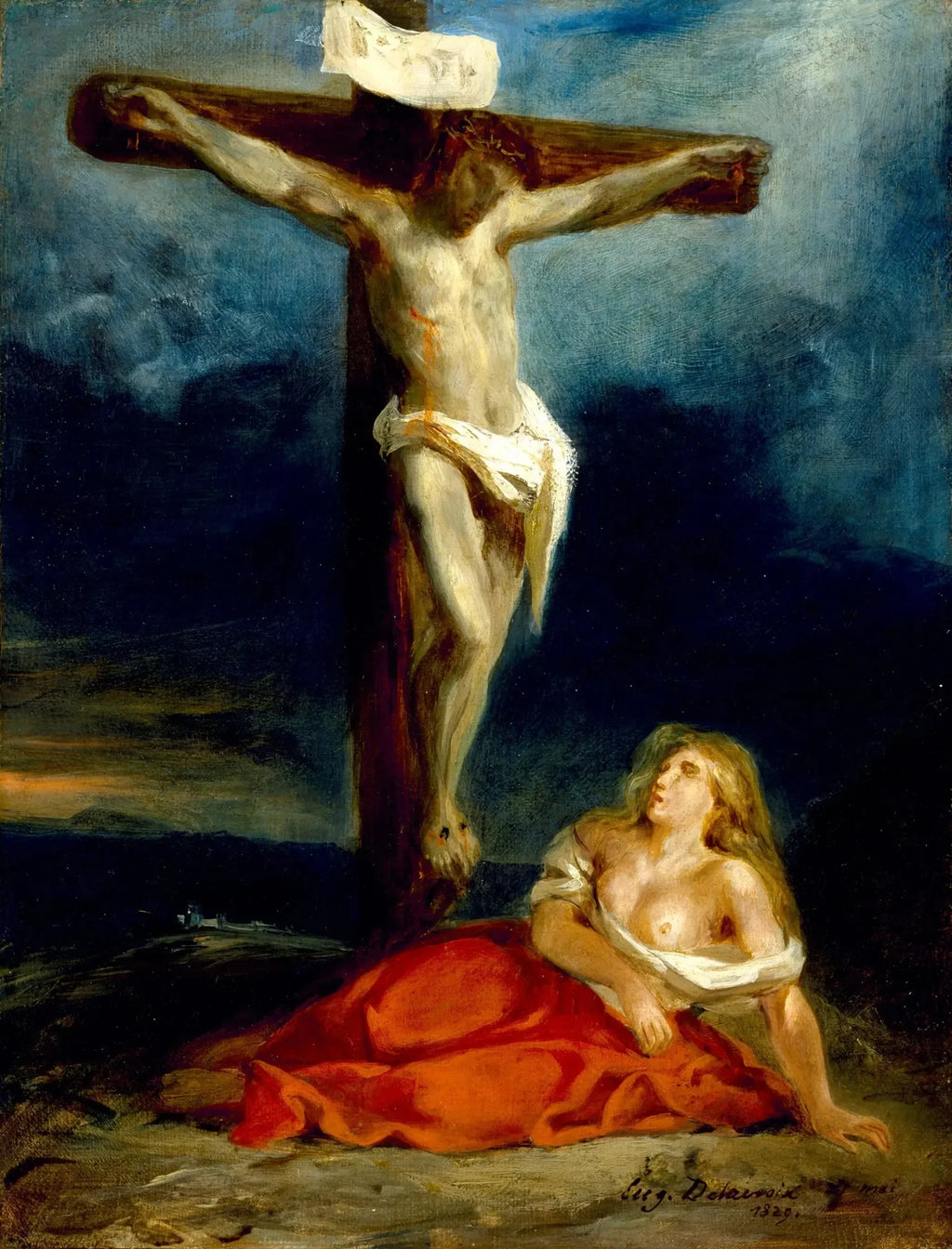 Sainte Marie-Madeleine au pied de la Croix - Eugène Delacroix image 2 tableau peint à l’huile sur toile