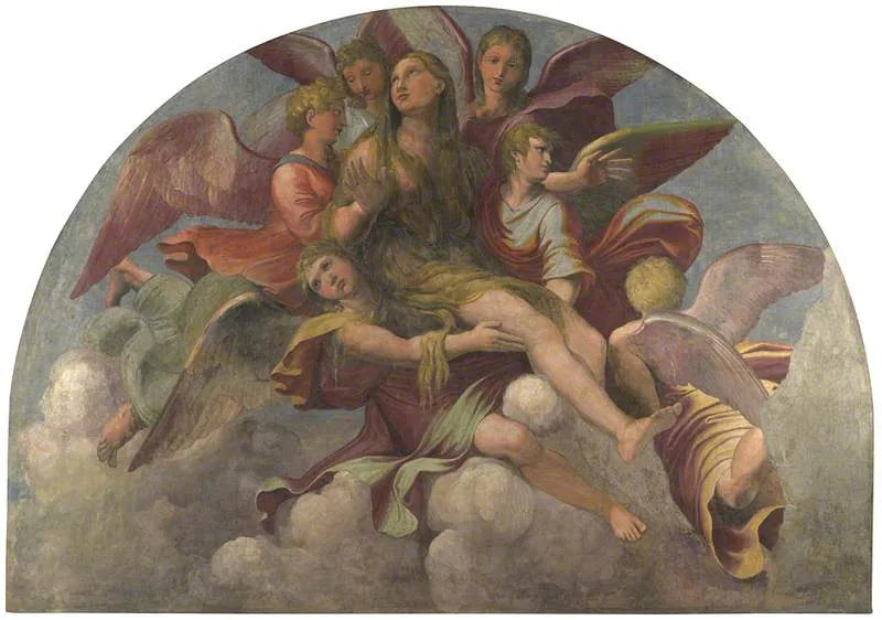 Sainte Marie-Madeleine portée par les Anges - Giulio Romano image 1 copie de tableau peinte à la main