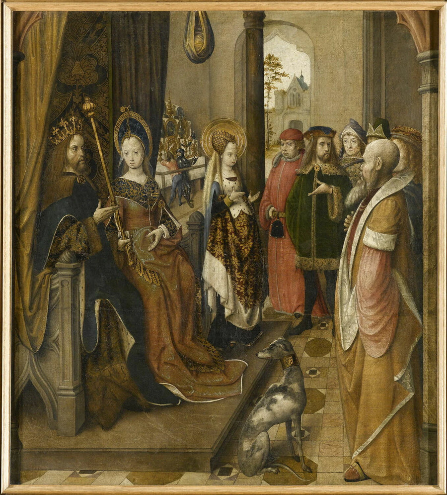 Sainte Ursule annonce à la cour de son père sa décision d'aller en pèlerinage à Rome avec onze mille vierges - Maître de la Légende de sainte Ursule
