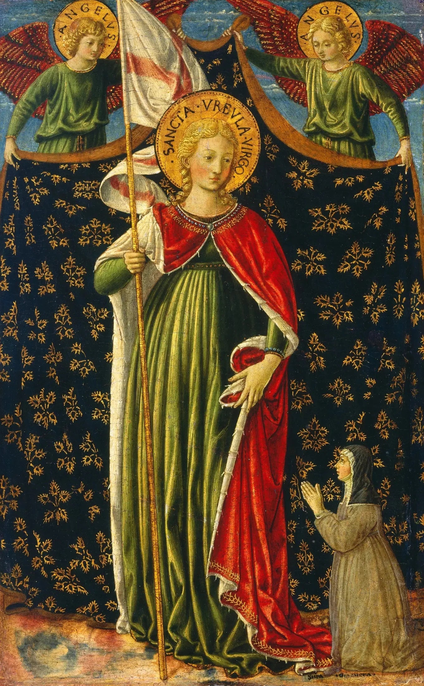 Sainte Ursule avec deux anges et un donateur - Benozzo Gozzoli image 1 copie peinte à la main à l’huile