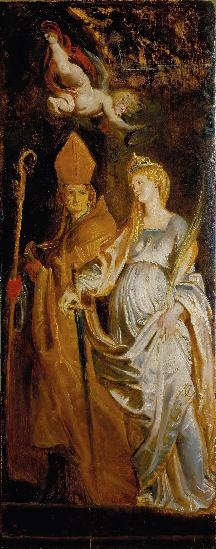 Saintes Catherine d'Alexandrie et Éloi (associées aux saints Amand et Walburge) - Peter Paul Rubens image 1 tableau peint à l’huile sur toile