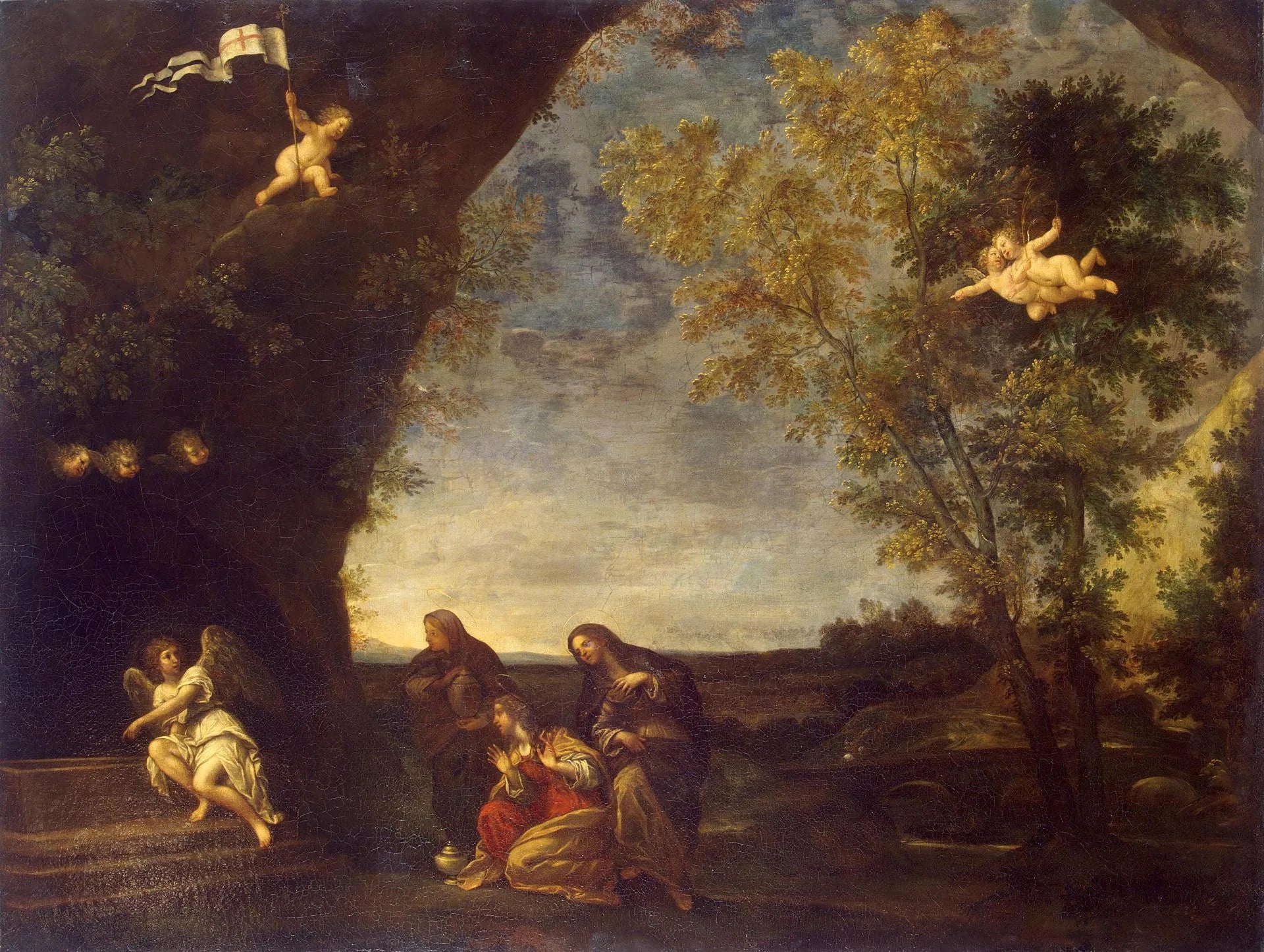 Saintes femmes au tombeau du Christ - Francesco Albani image 1 tableau peint à l’huile sur toile