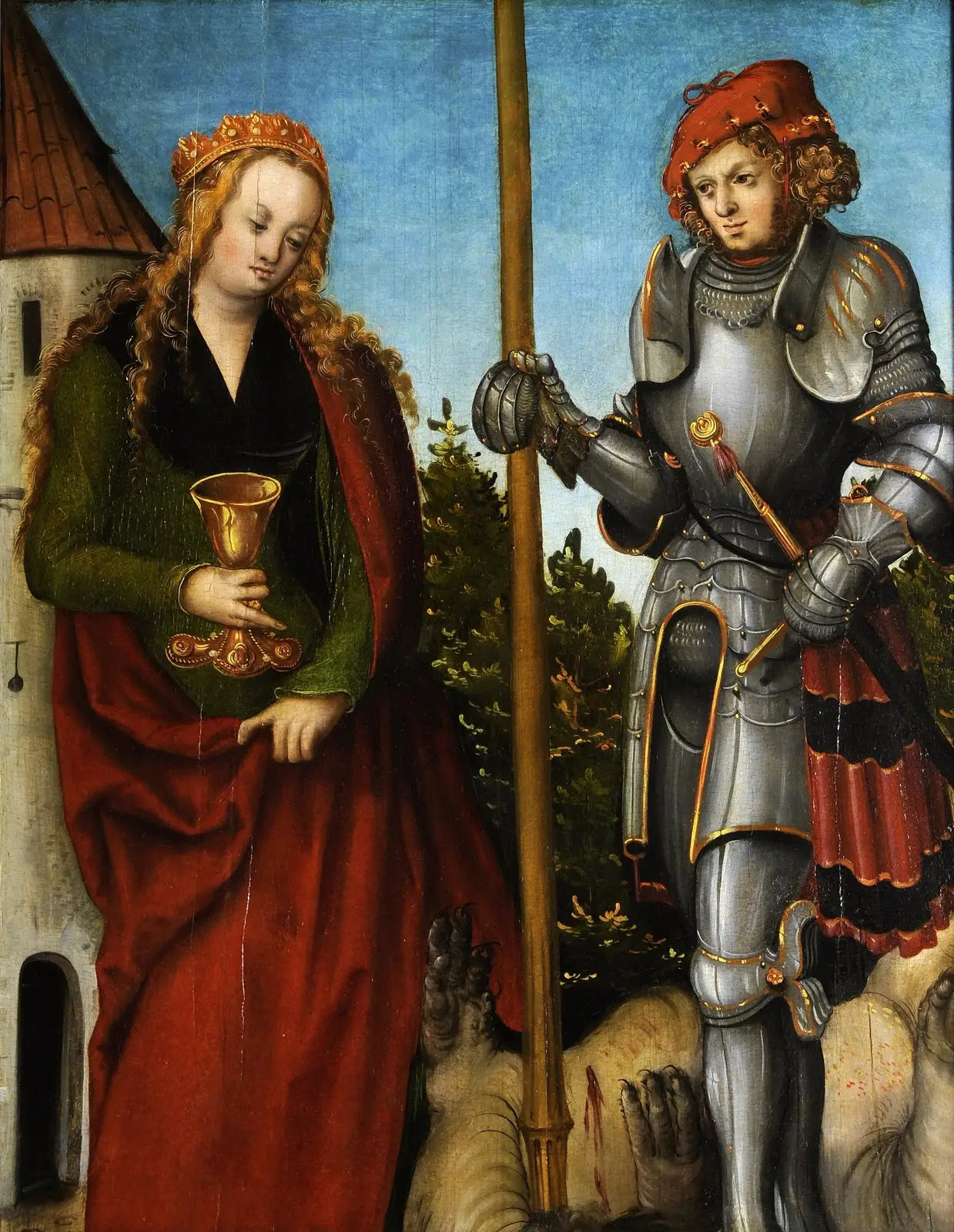 Saints Georges et Barbara - Lucas Cranach the Elder image 1 reproduction de peinture à l’huile