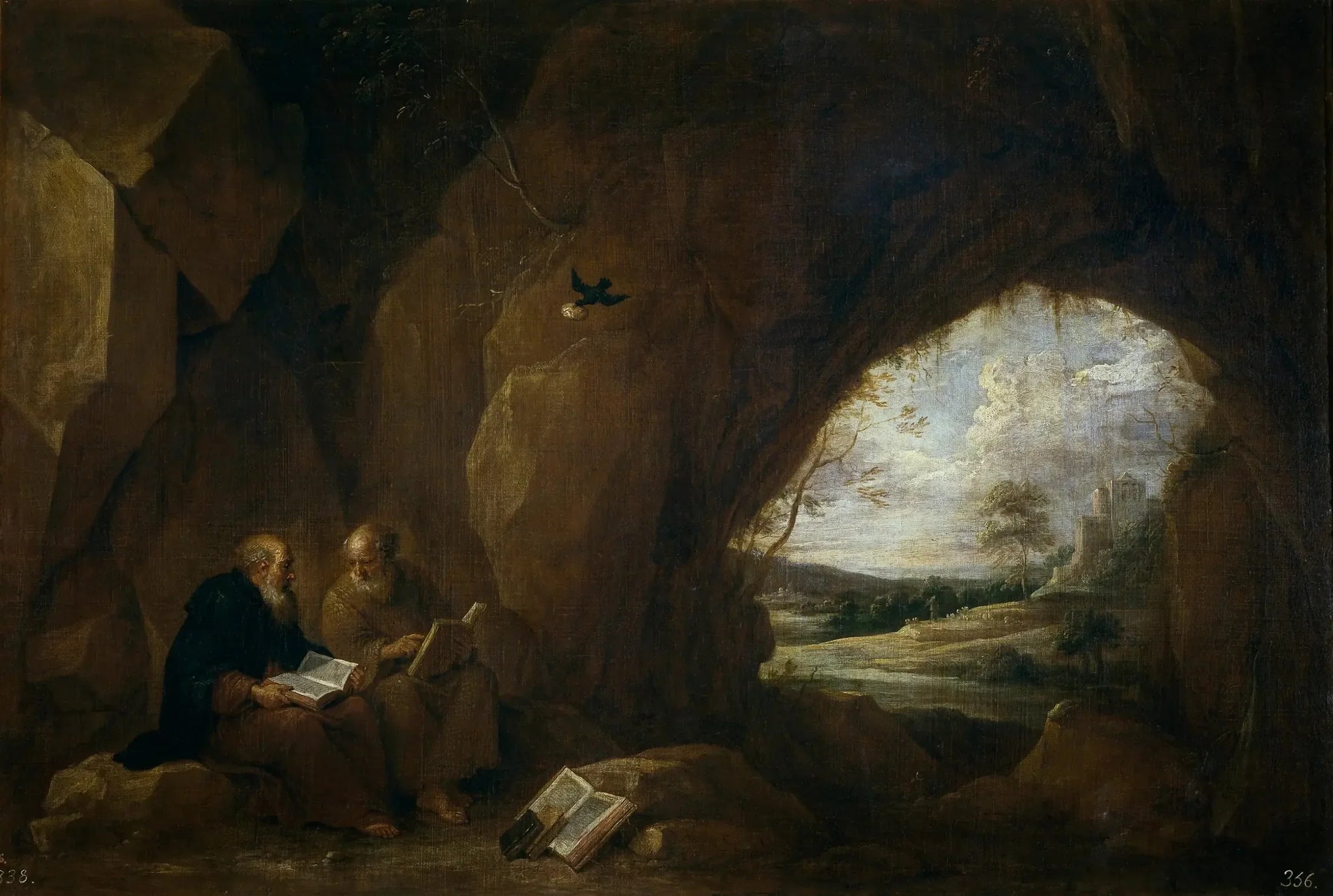 Saints Paul et Antoine Abbé dans une grotte - David Teniers le Jeune image 1 copie de tableau peinte à la main