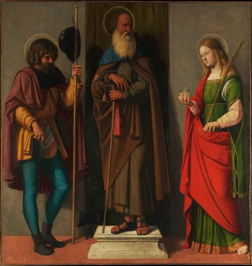 Saints Roch, Antoine Abbé et Lucie - Cima da Conegliano image 1 reproduction de peinture à l’huile