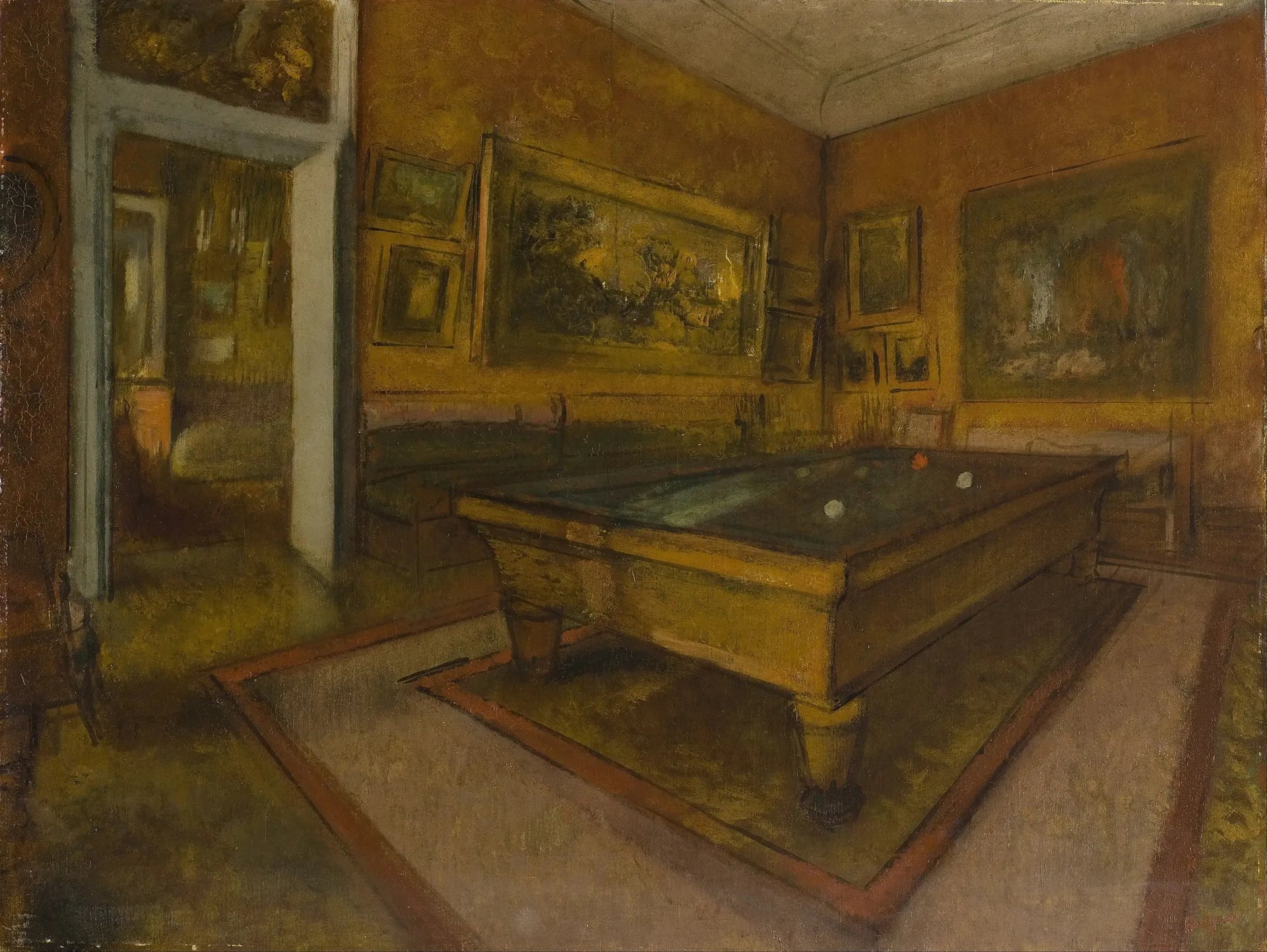Salle de billard au Ménil-Hubert - Edgar Degas image 1 tableau peint à l’huile sur toile
