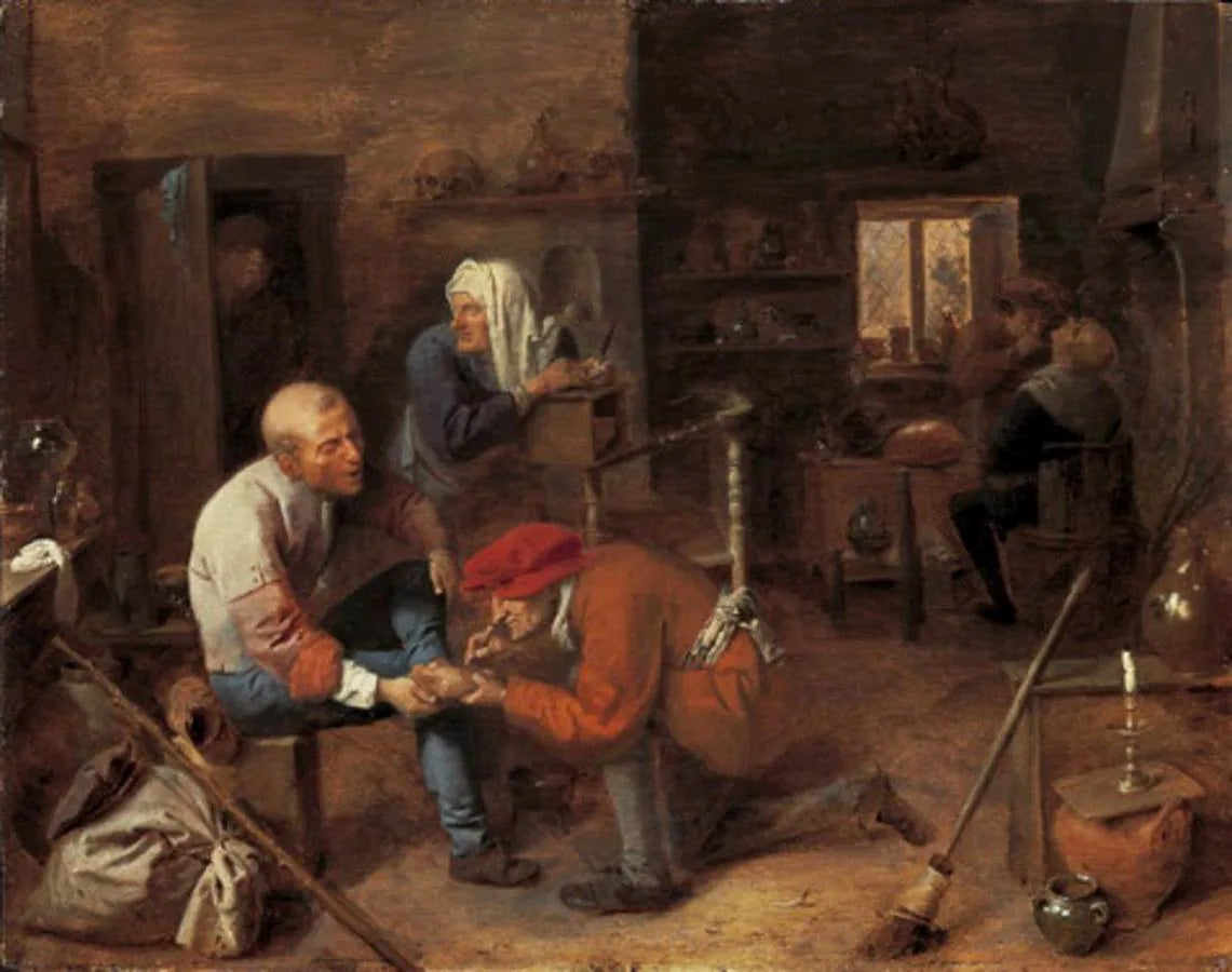 Salon de coiffure du village - Adriaen Brouwer image 1 reproduction de peinture à l’huile