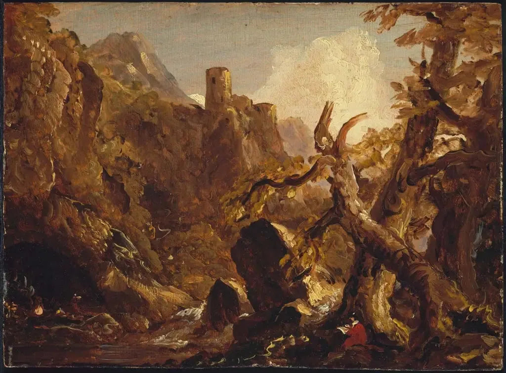 Salvator Rosa dessinant des bandits - Thomas Cole image 1 copie peinte à la main à l’huile