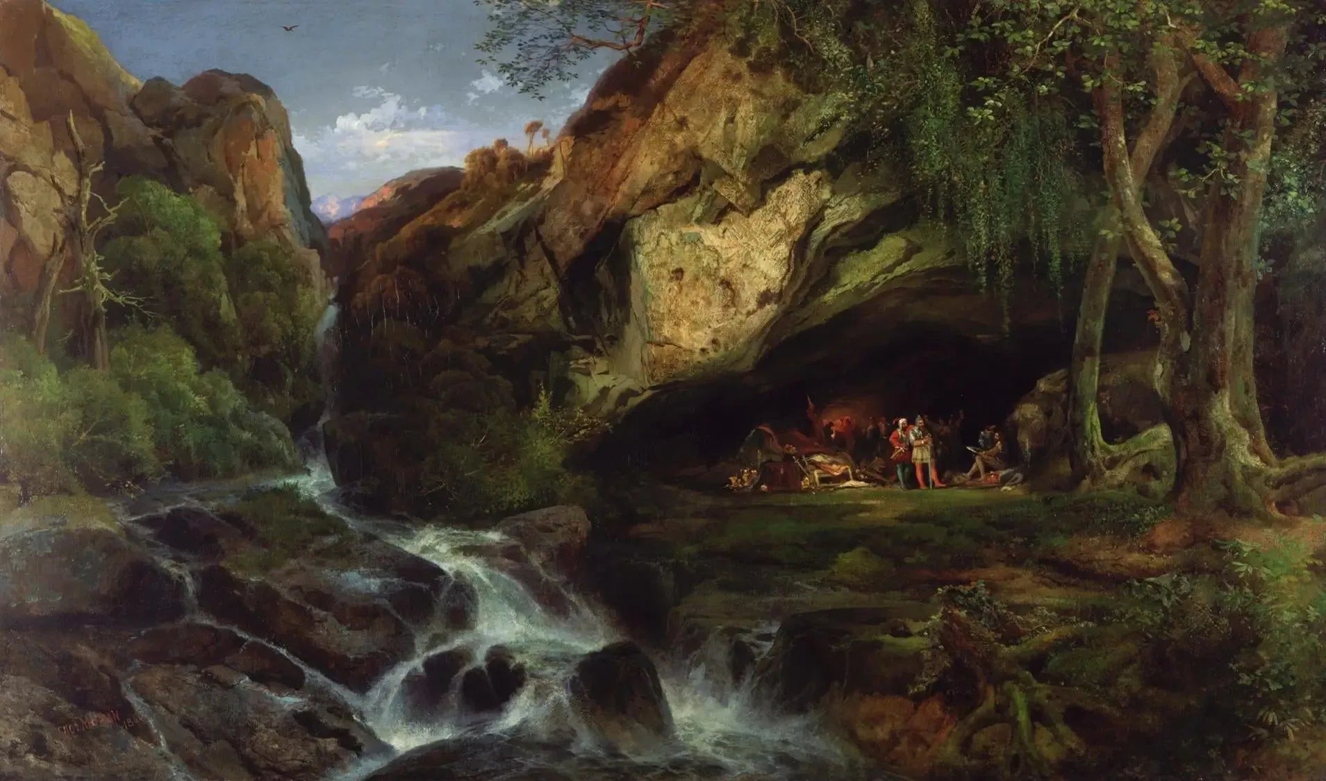 Salvator Rosa dessinant les Banditti - Thomas Moran image 1 tableau peint à l’huile sur toile