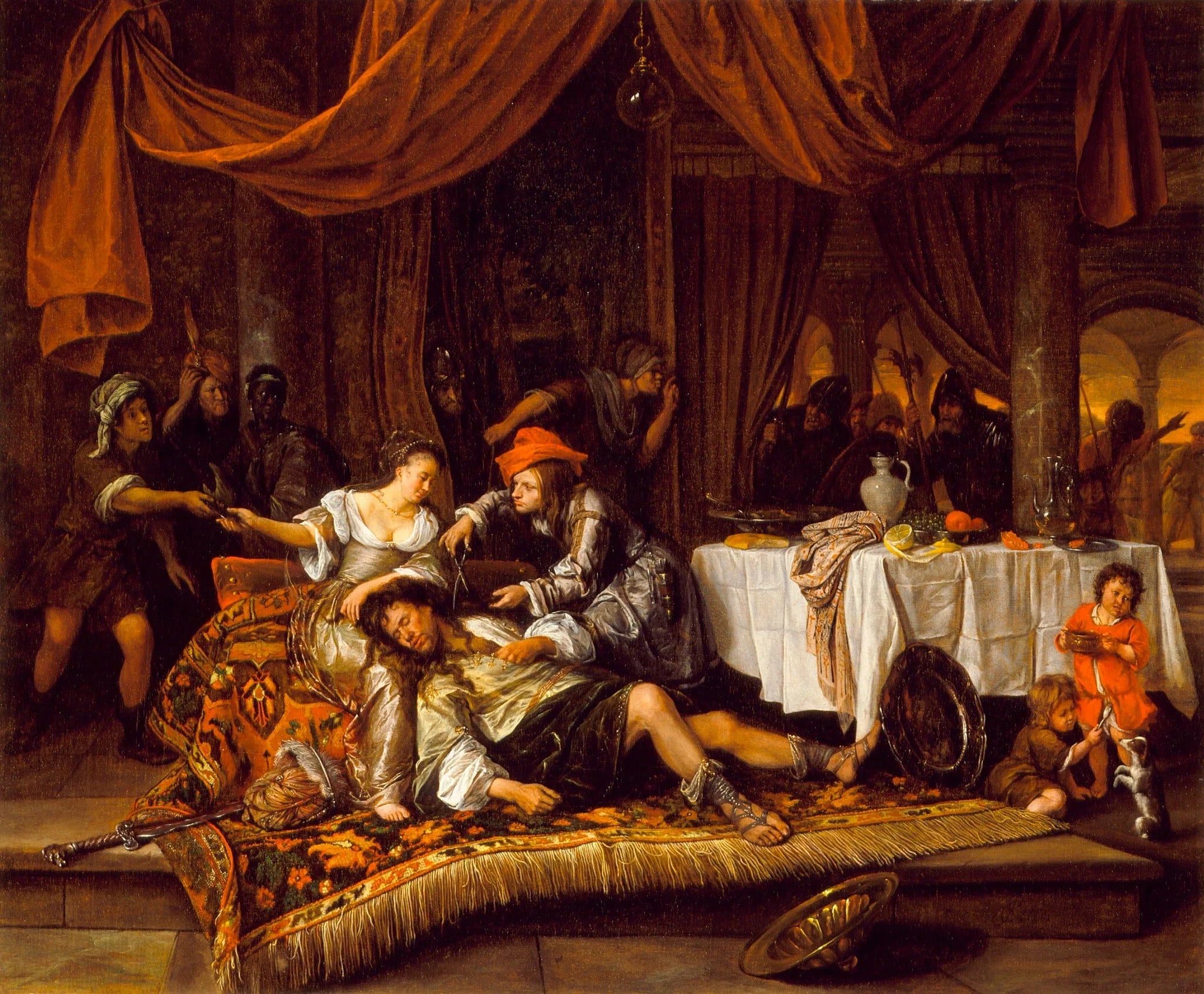 Samson et Dalila - Jan Steen image 1 copie peinte à la main à l’huile