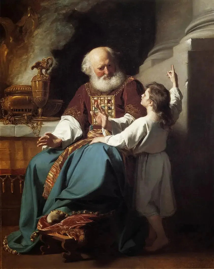Samuel rapportant à Éli les jugements de Dieu sur la maison d'Éli - John Singleton Copley image 1 copie peinte à la main à l’huile