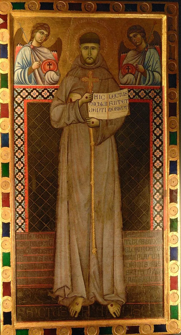 San Francesco tra due angeli (Maître de Saint François) - Master of Saint Francis image 1 copie de tableau peinte à la main