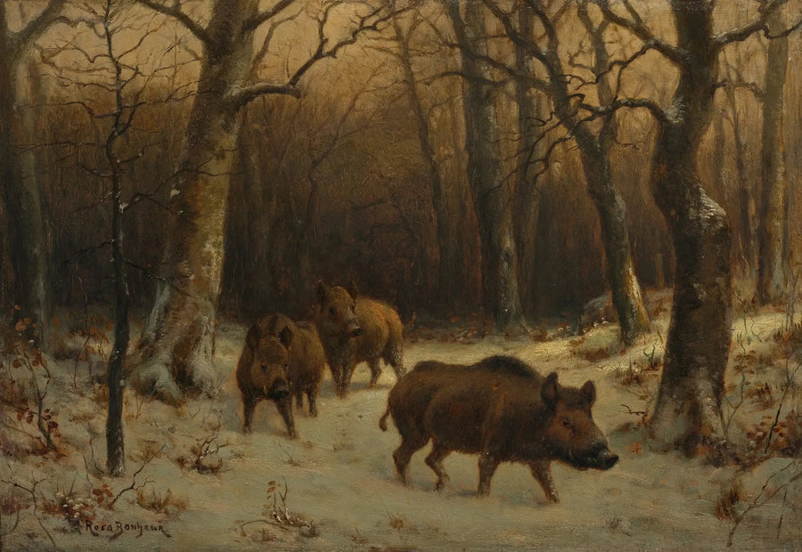 Sangliers dans la neige - Rosa Bonheur