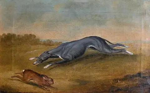 Sans titre (Chien chassant un lièvre) - George Stubbs image 1 tableau peint à l’huile sur toile