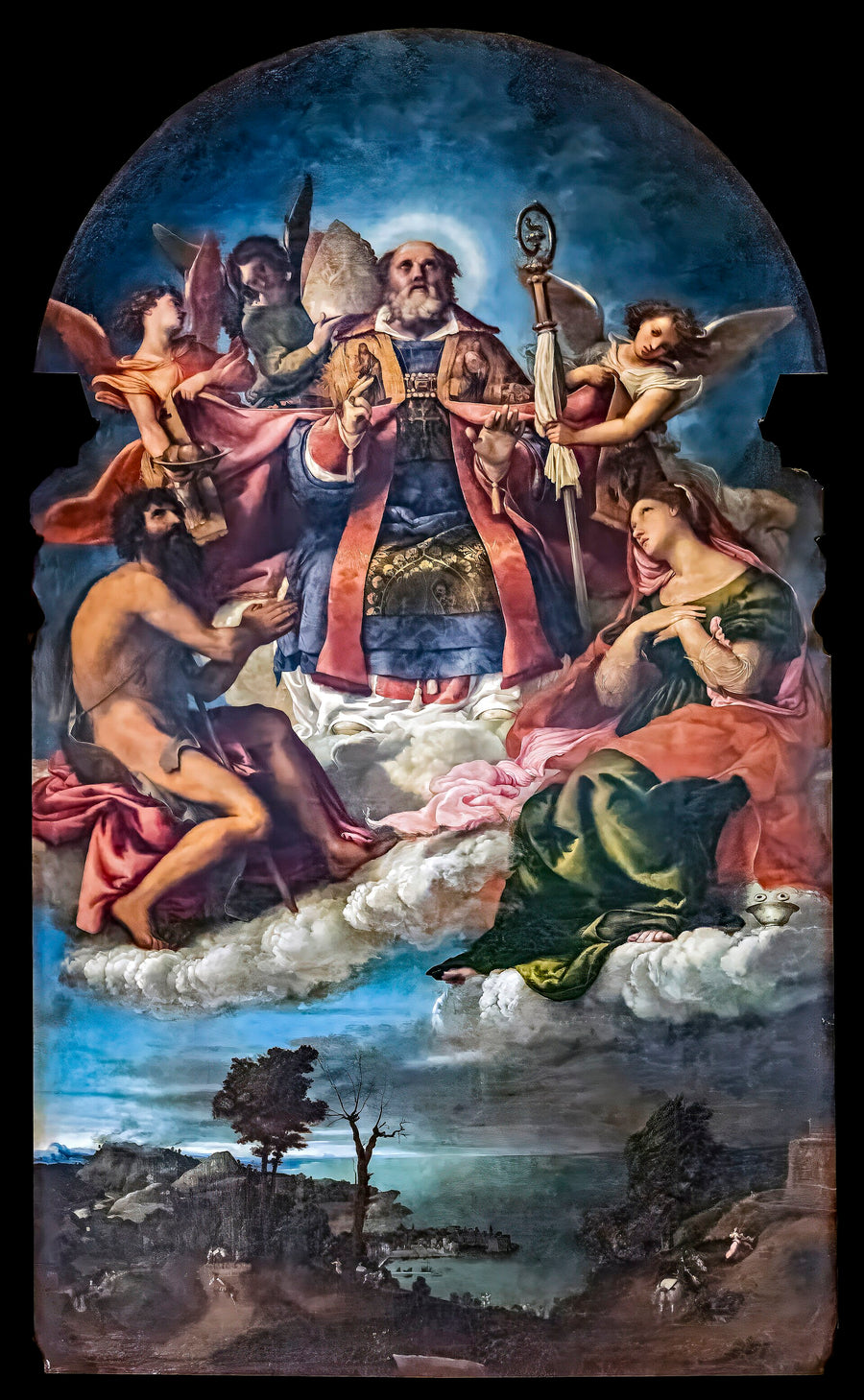 Saint Nicolas en gloire avec saint Jean-Baptiste et sainte Lucie - Lorenzo Lotto