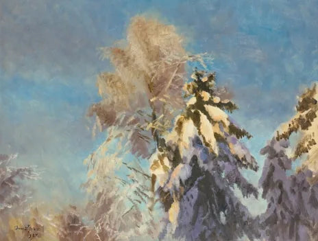 Sapins chargés de neige - Bruno Liljefors image 1 copie peinte à la main à l’huile