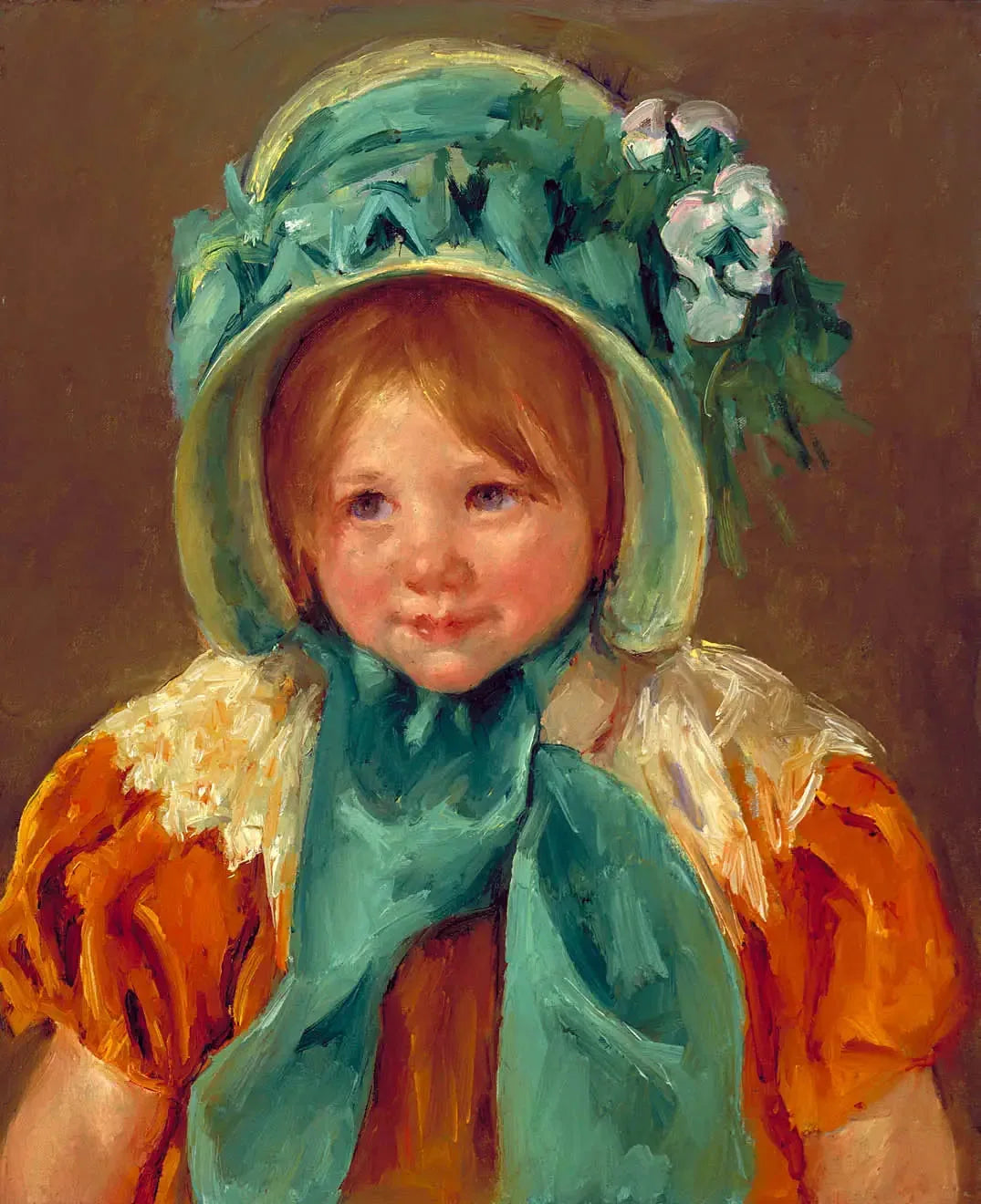 Sara au bonnet vert - Mary Cassatt image 1 reproduction d’œuvre d’art à l’huile