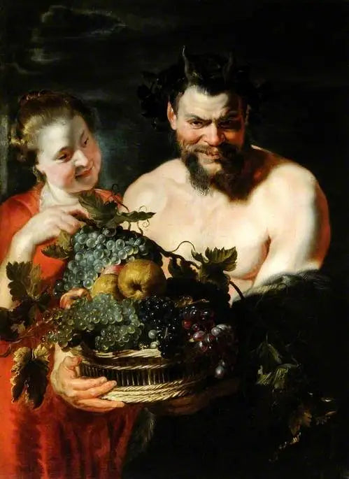 Satyre et une fille avec un panier de fruits - Peter Paul Rubens image 1 reproduction réalisée par Alpha Reproduction