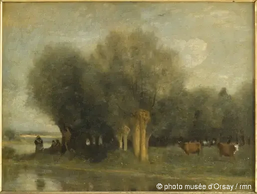 Saules au bord de l'eau - Jean-Baptiste Camille Corot image 1 reproduction artisanale de tableau