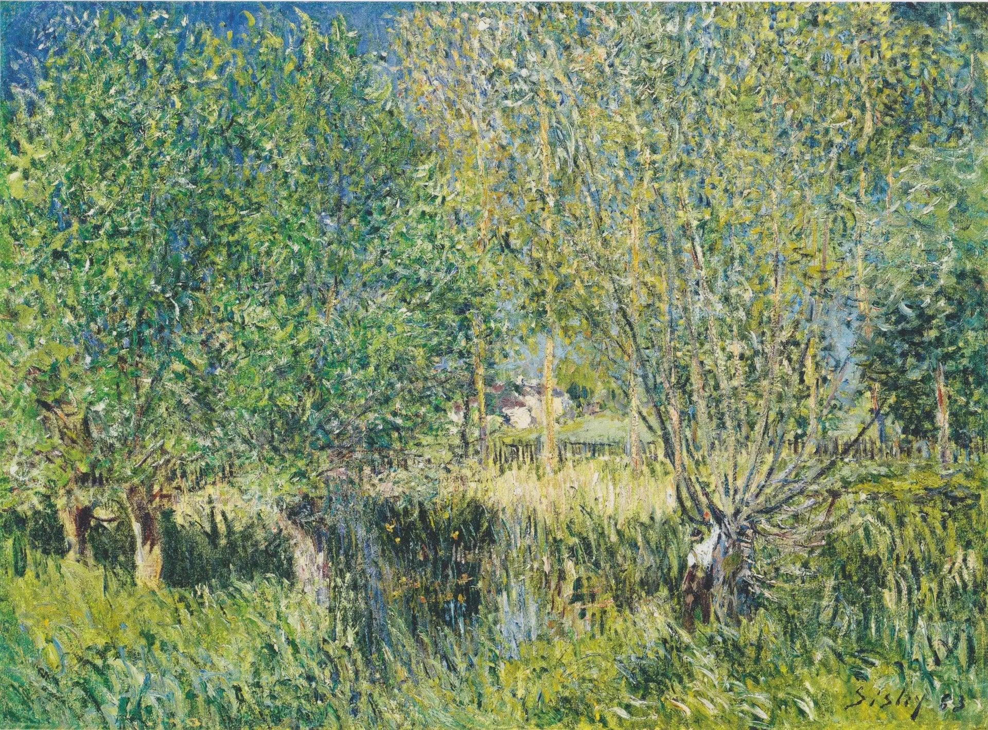 Saules au bord de l'Orvanne - Alfred Sisley image 1 reproduction artisanale de tableau