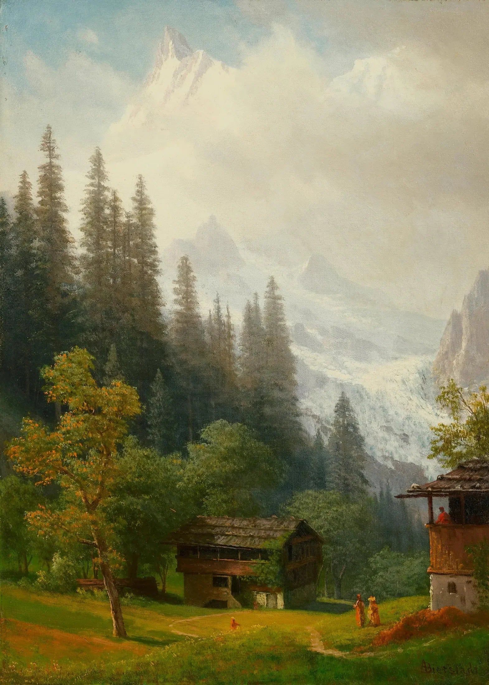 Scène alpine - Albert Bierstadt image 1 reproduction de peinture à l’huile