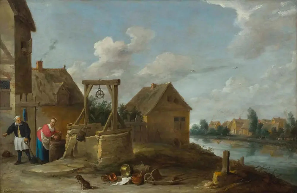 Scène au puits - David Teniers le Jeune image 1 copie peinte à la main à l’huile