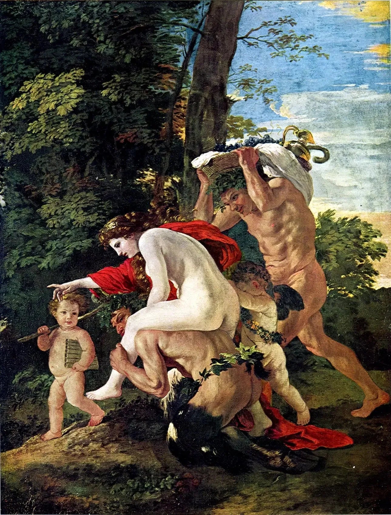 Scène bacchique ou Nymphe chevauchant un satyre - Nicolas Poussin image 1 copie peinte à la main à l’huile