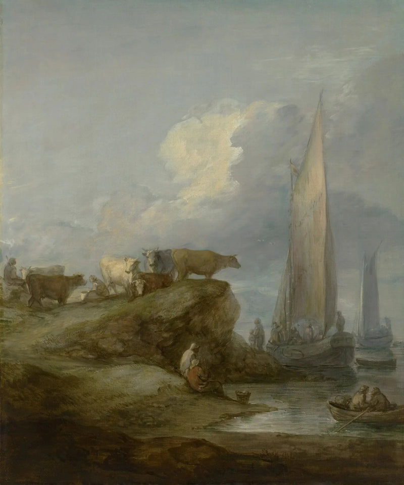 Scène côtière avec navires et bétail - Thomas Gainsborough