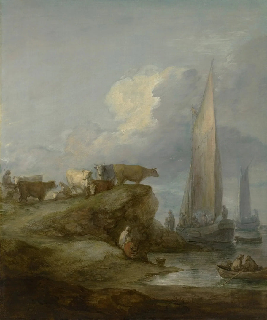 Scène côtière avec navires et bétail - Thomas Gainsborough
