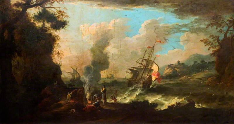 Scène côtière - Salvator Rosa image 1 reproduction de peinture à l’huile