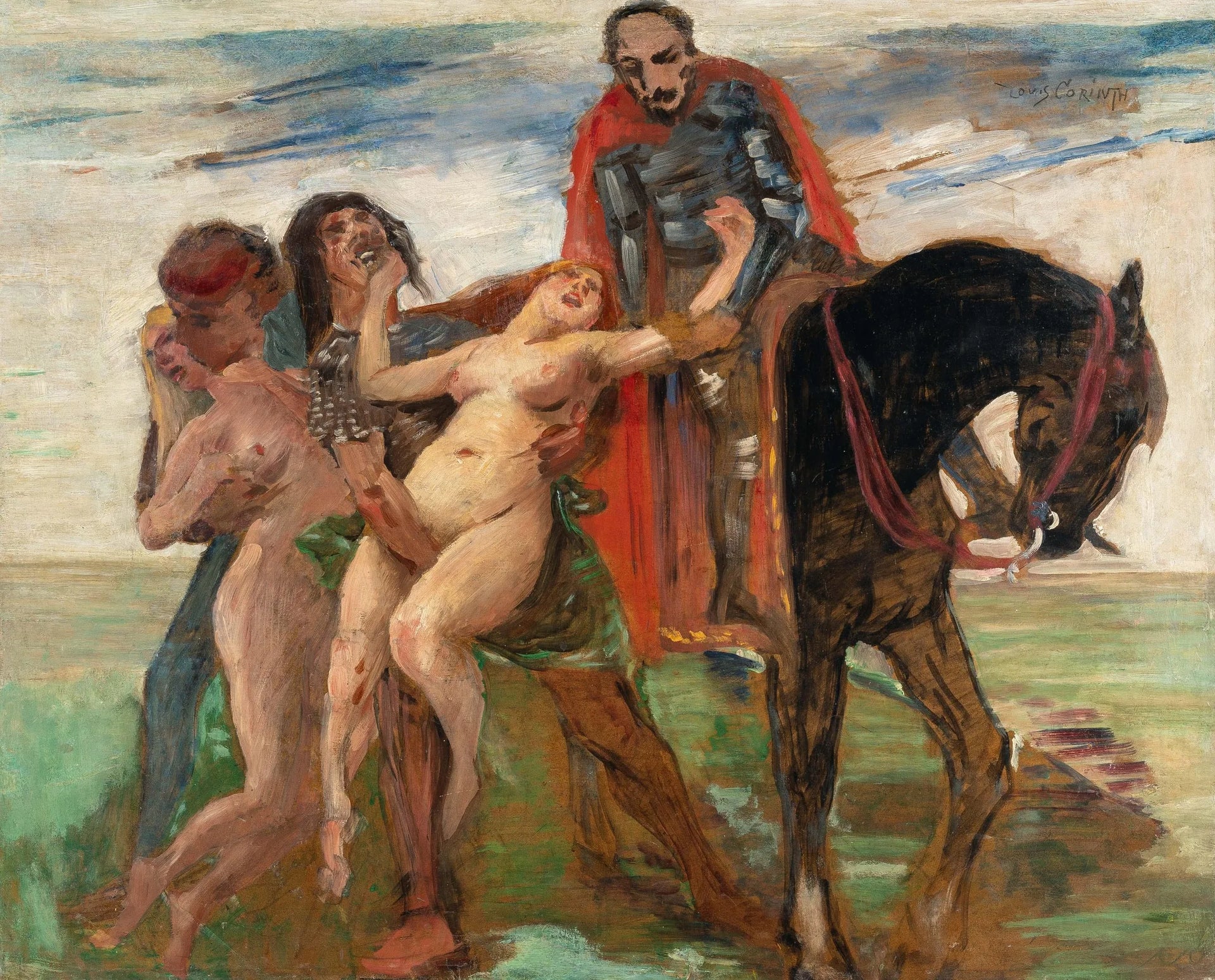 Scène d'enlèvement – Conception (Viol des filles de Leucippe) - Lovis Corinth image 1 copie peinte à la main à l’huile