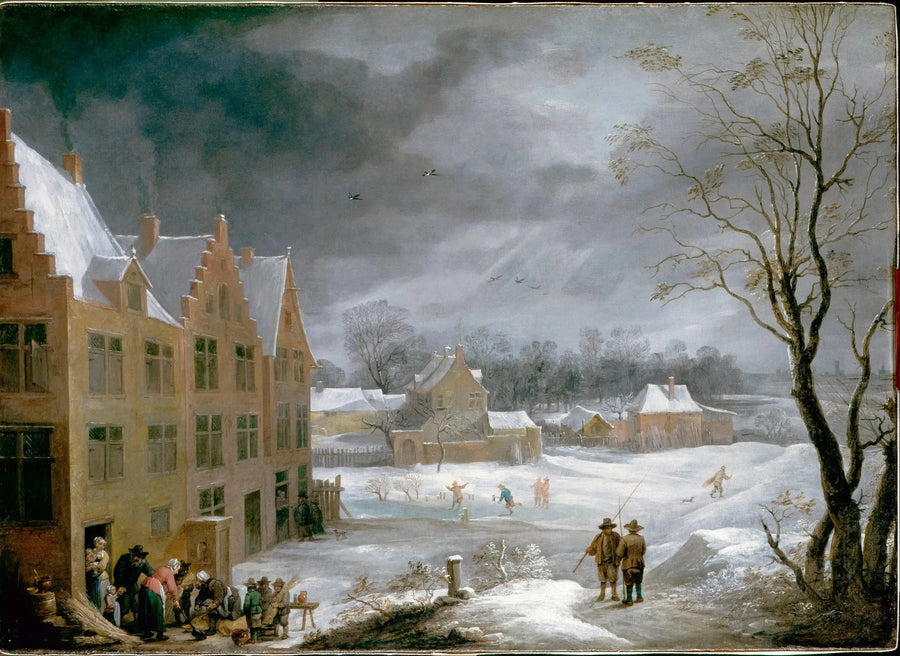 Scène d'hiver avec un homme tuant un cochon - David Teniers le Jeune