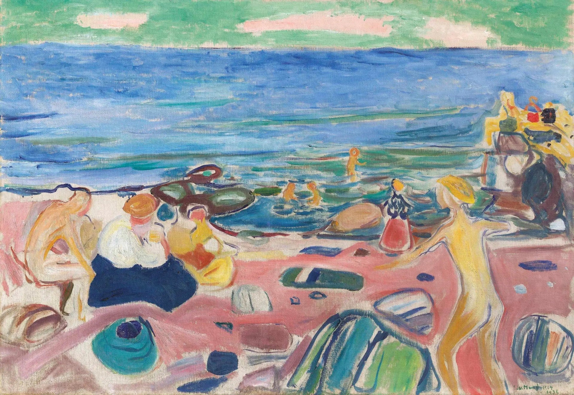 Scène de baignade à Åsgårdstrand - Edvard Munch image 1 reproduction réalisée par Alpha Reproduction