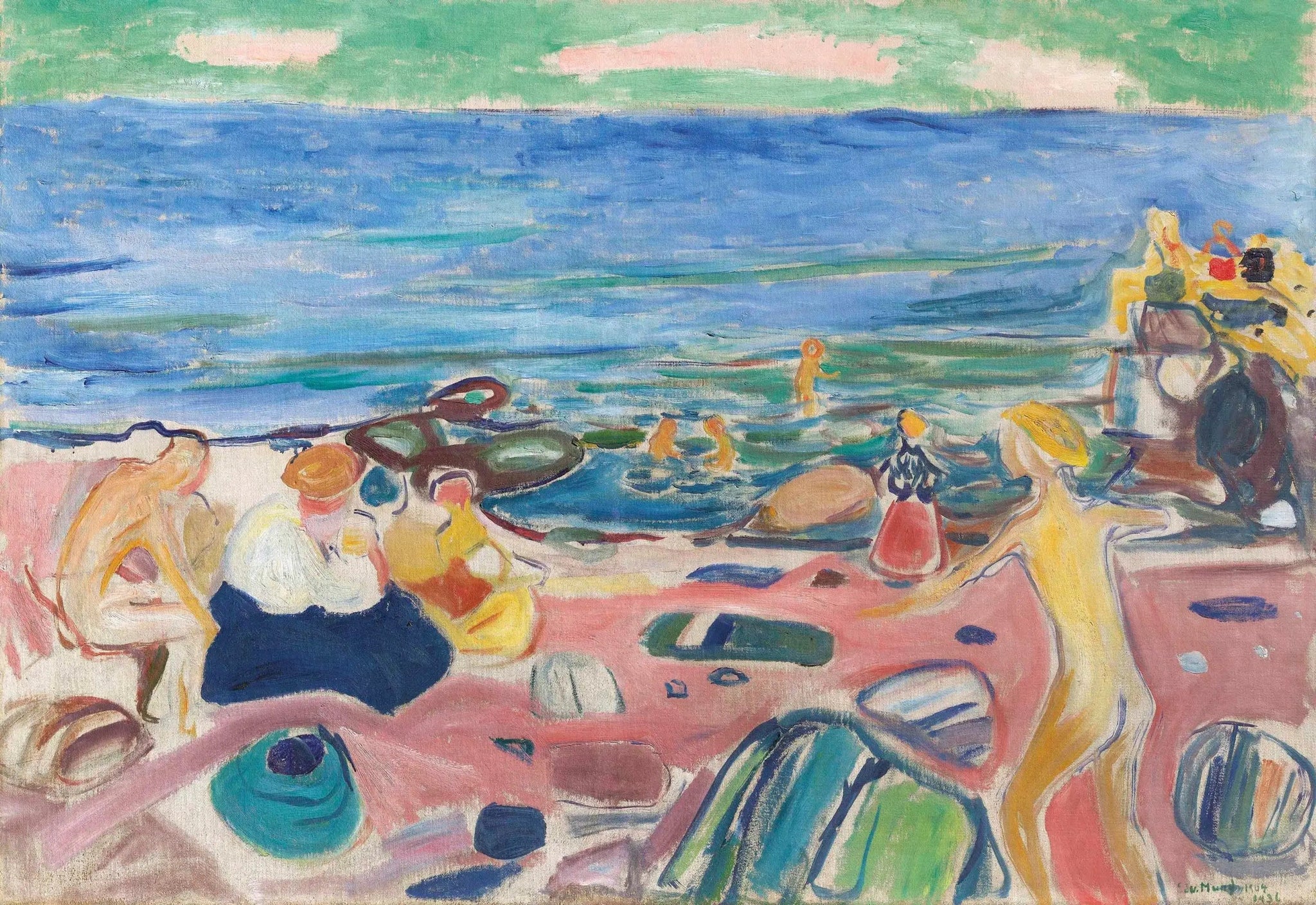Scène de baignade à Åsgårdstrand - Edvard Munch image 1 reproduction réalisée par Alpha Reproduction