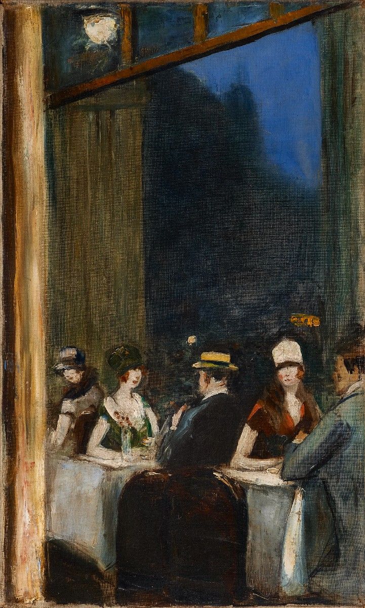 Scène de café à Paris - Lesser Ury image 1 copie peinte à la main à l’huile