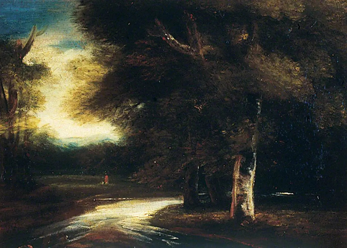 Scène de forêt et de rivière - Joshua Reynolds image 1 tableau peint à l’huile sur toile