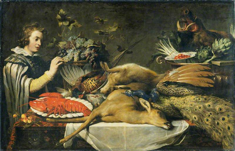 Scène de garde-manger avec une page - Frans Snyders image 1 copie peinte à la main à l’huile