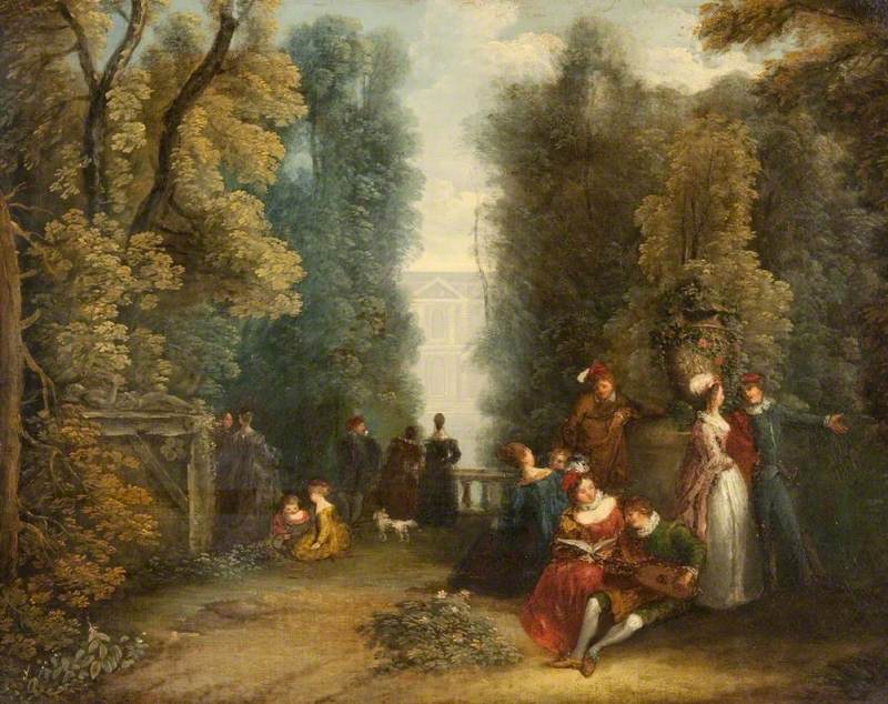 Scène de jardin - Antoine Watteau image 1 copie peinte à la main à l’huile