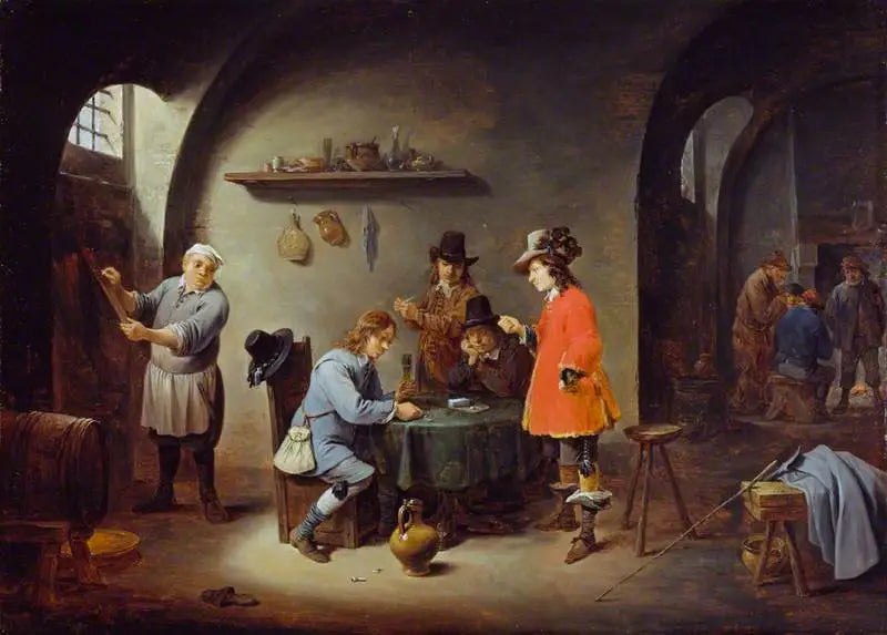 Scène de jeu dans une auberge - David Teniers le Jeune image 1 copie peinte à la main à l’huile