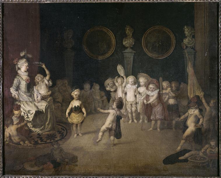 Scène de la comédie italienne jouée par une troupe d'enfants - Antoine Watteau image 1 copie de tableau peinte à la main