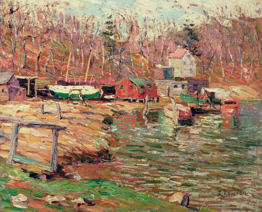 Scène de la rivière Harlem - Ernest Lawson image 1 copie peinte à la main à l’huile