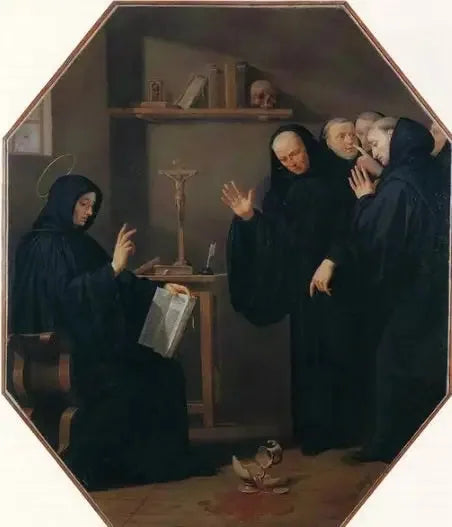 Scène de la vie de saint Benoît. La Coupe de vin empoisonnée - Philippe de Champaigne image 1 copie peinte à la main à l’huile