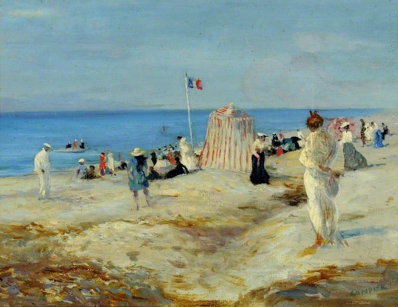 Scène de plage française, Dieppe - Charles Conder image 1 reproduction d’œuvre d’art à l’huile
